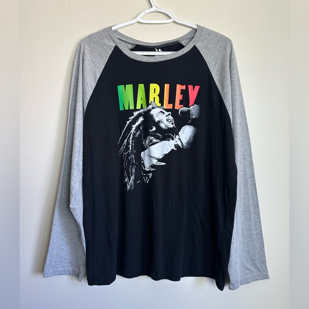 Bob Marley Long Sleeve Raglan Graphic Tee – Zion Rootswear Men’s XL